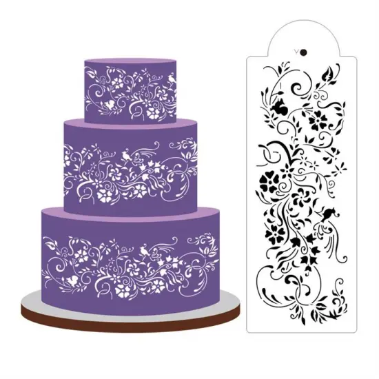 Hot Sale Plastic Spray Flower Pattern Stencils for Cake Airbrush Decoration