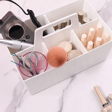White Desktop Nail Storage Box - Cosmetic Display Case Makeup Organizer