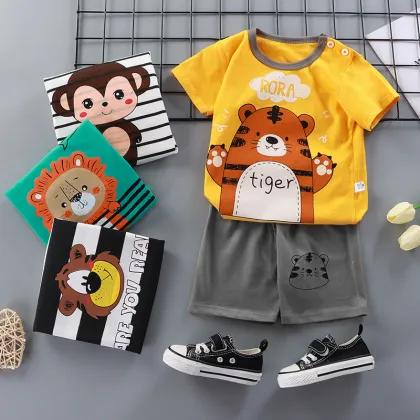 Wholesale Striped Cotton Kids Clothing Sets for Baby Girls and Boys