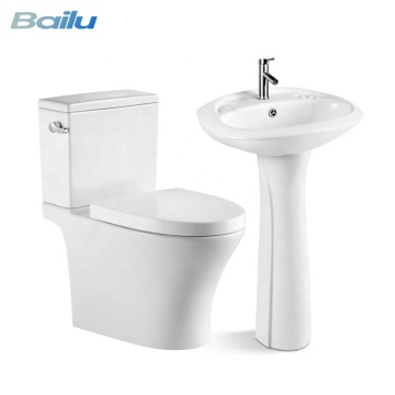 High Quality Custom Hotel Bathroom Toilet Set - White Ceramic Sink and Commode Pedestal