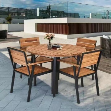 Waterproof Teak Wood Outdoor Dining Table for Modern Home Gardens