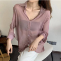 Women Long Sleeve Sheer Top