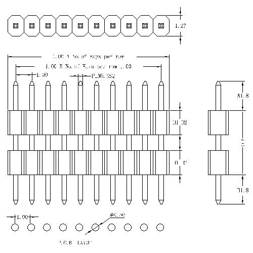 1.00 mm Pin Header Single Row Straight Double Plastic Type