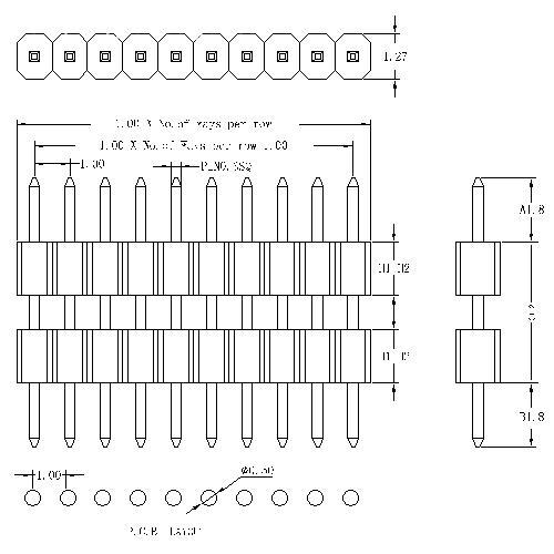1.00 mm Pin Header Single Row Straight Double Plastic Type 1.00 mm Pin Header Single Row Straight Double Plastic Type
