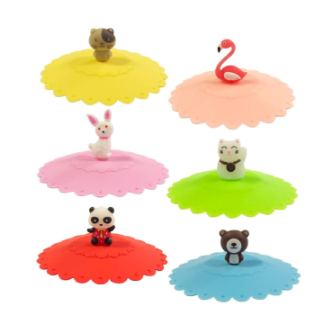 Tampas de copo de silicone animal bonito BPA