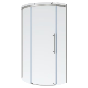 Neo-Angle Frameless Shower Enclosure with Brushed Stainless Steel Door