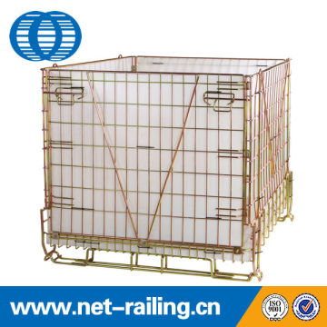 Warehouse stack folded metal cage storage container for PET Preform