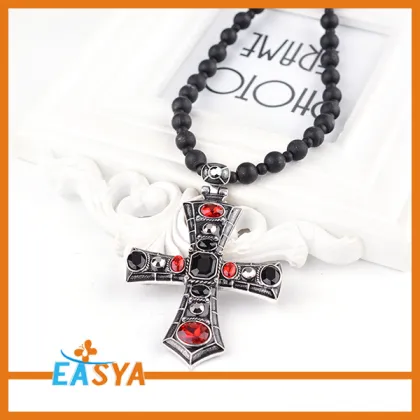 Elegant Jewelry Red Stone Cross Necklace