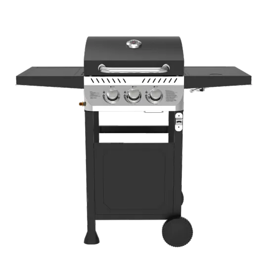 Black Gas BBQ Grill with Wheels - High-Quality Gas Barbecue