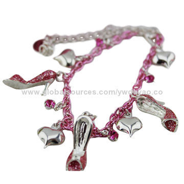 Crystal fashion jewelry shoe shaped love bracelets