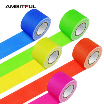 Tape di stoffa fluorescente impermeabile colorato UV per la decorazione di atmosfera per feste di fotografia (12 mm, 24 mm, 48 mm)