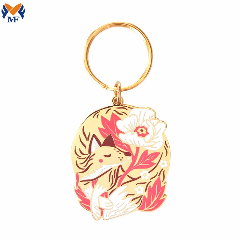 Fox Flora Enamel Keychain