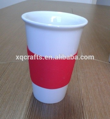 Wholesale cheap plain bulk ceramic mug rubber ring