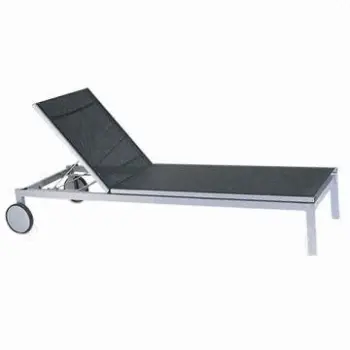 Sun bed chair with wheels, aluminum frame and textilene/sling-outdoor/hotel/garden furniture