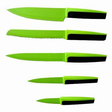 Non-stick Coating Knife Set with Colorful Handle, Available in Various Sizes and Materials