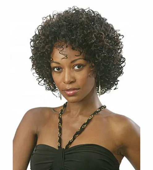 Best-selling Synthetic hair African black woman Afro curly wig small curly wig for black women