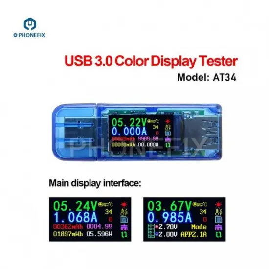 AT34 3.0 Color LCD USB Tester Mini Multimeter