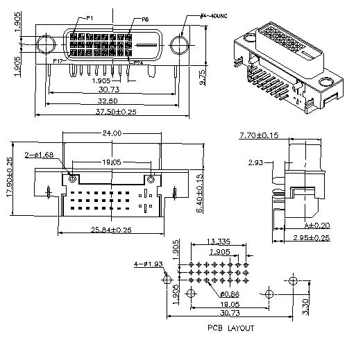 FR01 DVI 24+1 Female Angle DIP