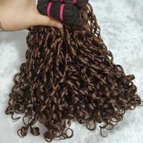 Top Grade 12A double drawn Pixie curly Bundles raw italian curly cambodian virgin Human hair bundles and frontal vendors