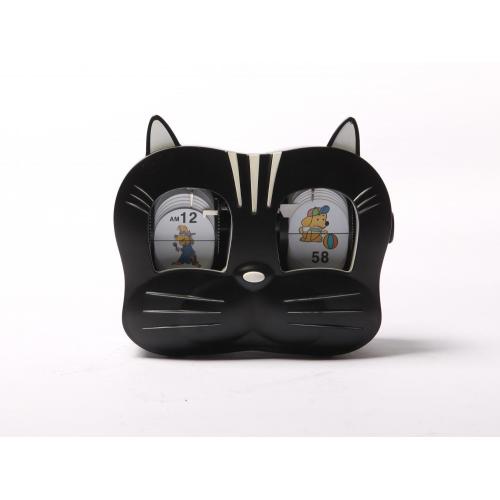 Piękny zegar z klapką w kształcie głowy kota
