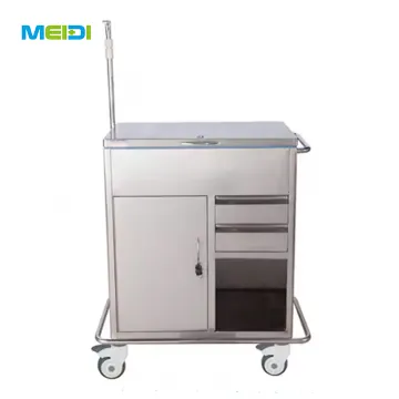 Stainless Steel Assembled Emergency Cart Medical Trolley Instrument Trolley