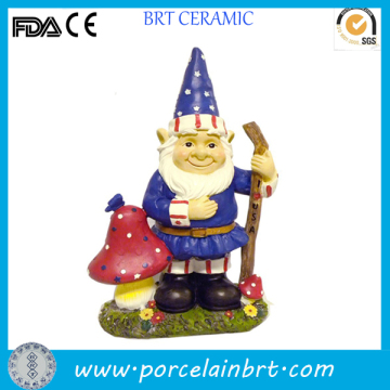 American whimsical gnome with mushroom Garden Figurine