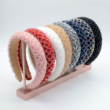 Luxury Designer Headbands for Bride - BH-030 Baroque Crystal Diamond Rhinestone Jewelled Wedding Headband