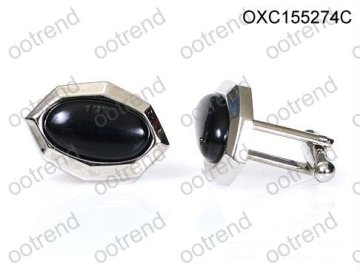 Gemstone black stainless steel cufflinks ,cufflinks accessory for men