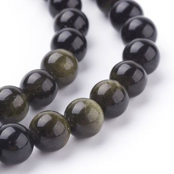 Pandahall: 8mm Round Natural Golden Sheen Obsidian Beads Strands - Shop Unique Craft Supplies