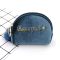 Beautiful style velvet embroidered semicircle coin purse