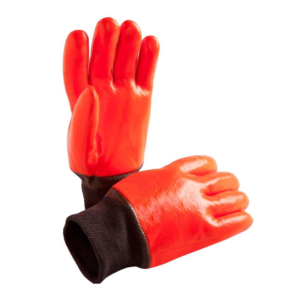 Orange Fully coated winter work gloves