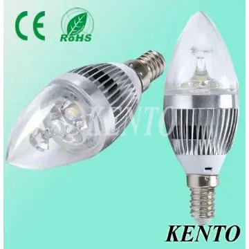 Commercial 3W E14 Warm White SMD5050 LED Silvery base candle Light