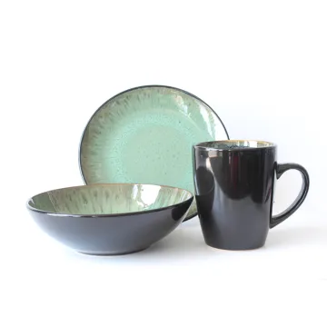 Amazon Hot Sale 18pcs Black stoneware Dinnerware set