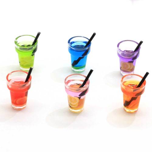 100 stks / partij 3D Hars Fruit Drinken Fles Charms Cups Kawaii Vruchtensap Drink Cup Poppenhuis Voedsel Craft Voor Oorbel Sleu ...