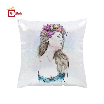 Customizable Sublimation Plain 40x40cm Square Pillow Cover with Silver Sequin Glitter Design for Brand