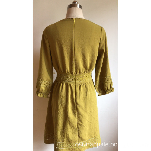 Dress with 3/4 Sleeve Silk Cotton Viscose dress
