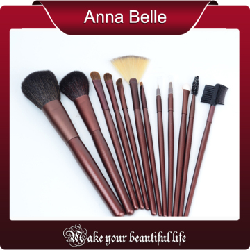 12pcs coffee makeup brush set 2016 synthetic hair goat hair wool pony hair