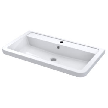 Modern Simple White Ceramic Bathroom Cabinet with Above Counter Rectangle Sink
