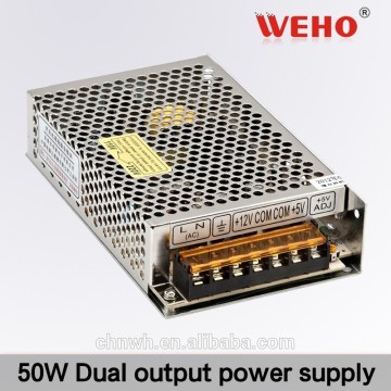 Weho 50 watt 110V/220V input 5v/12V output dual power supply
