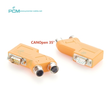 CANopen Interface Connector: D-Sub to M12, 35° Angle for Industrial Automation, PLC, Sensors, Actuators, CAN Bus Programming & Diagnosis