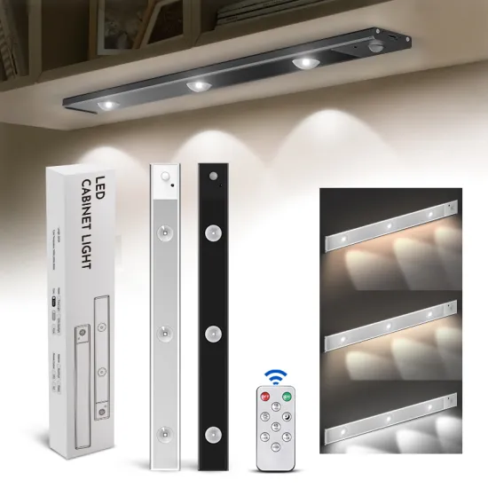 Black Aluminum USB Rechargeable Dimmable Motion Sensor Under Cabinet Lights