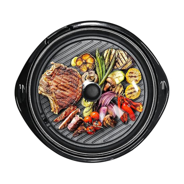 14.5 Inch Smokeless Indoor Electric BBQ Grill Pan with Glass Lid
