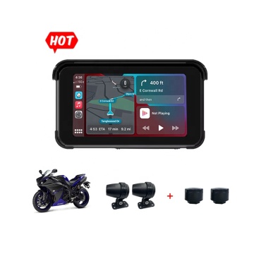 Waterproof 5 Inch Motorcycle Dash Camera with TPMS, BT, Linux, and CarPlay Navigation