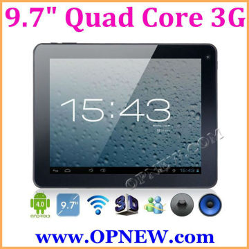 OPNEW Quad Core 9.7 Inch Build in 3G Tablet WCDMA Phone Call With 3G Bluetooth Android 4.2 IPS XGA Screen A10 1.52GHz Metal Case