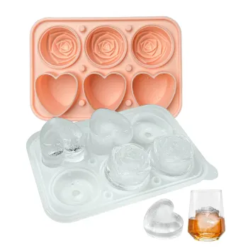 Wholesale BPA-Free Rose and Heart-Shaped Silicone Ice Cube Trays