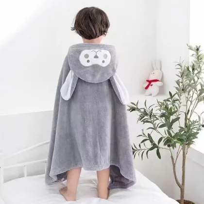 Soft Cotton Baby Bath Towel with Cartoon Designs: A Cozy Warm Blanket and Hooded Towel for Little Ones