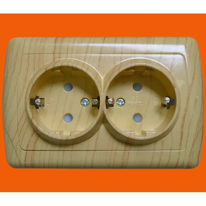 Soket Dinding Ganda Flush Mount Gaya Eropa F3210