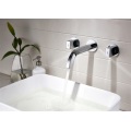 Fancy Chrome Hot Cold Water Wall Mount Bathroom Sink Tap 3 Holes Bathroom Basin Faucet