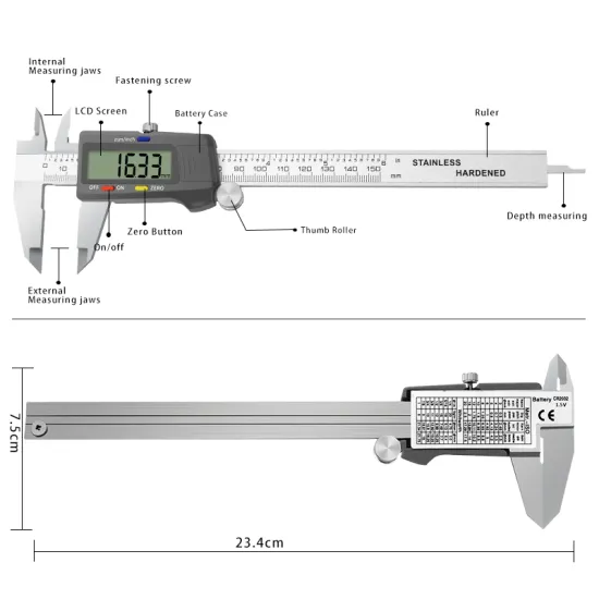 Electronic Digital Caliper Vernier 6 Inch 150mm Metal Ruler Protractor" 

However, for better search engine optimization and clarity, you might want to consider:

"6 Inch Electronic Digital Caliper Vernier Caliper 150mm Metal Ruler Protractor