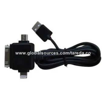 Micro USB Mobile Phone Data and Charge Cable with 3-type Connector, OEM Orders Welcomed